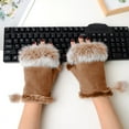 thumbnail image 4 of Half Finger Gloves Winter Warm Gloves Women'S Keyboard Gloves Real Half Finger Gloves Gloves Home Decor, 4 of 6