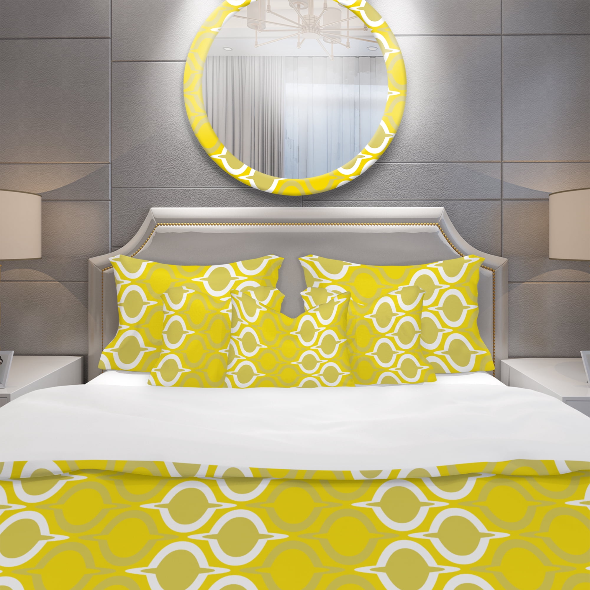 Designart 'Yellow Pattern' Modern Duvet Cover Set