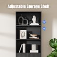thumbnail image 3 of 63" Tall Bookshelf with 2 Doors, Modern Bookshelf with Storage, 3 Shelf Bookcase with Adjustable Shelf, 3 Tier Bookshelf, Open Shelves Bookcase, Unique Bookshelf for Home Office, Black, 3 of 8