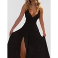 thumbnail image 2 of Women Dresses with Slit A Line Spaghetti Prom Evening Party Gown Black XXXL, 2 of 5