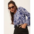 thumbnail image 5 of Moomaya Printed Blouson Top, Long Bell Sleeves Round Neck, Casual Crop Tops, 5 of 9