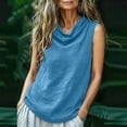 thumbnail image 5 of Sevevn Women's Cowl Neck Sleeveless Tank Top Casual Loose Fit Blouse with Textured Fabric Light Blue L, 5 of 9