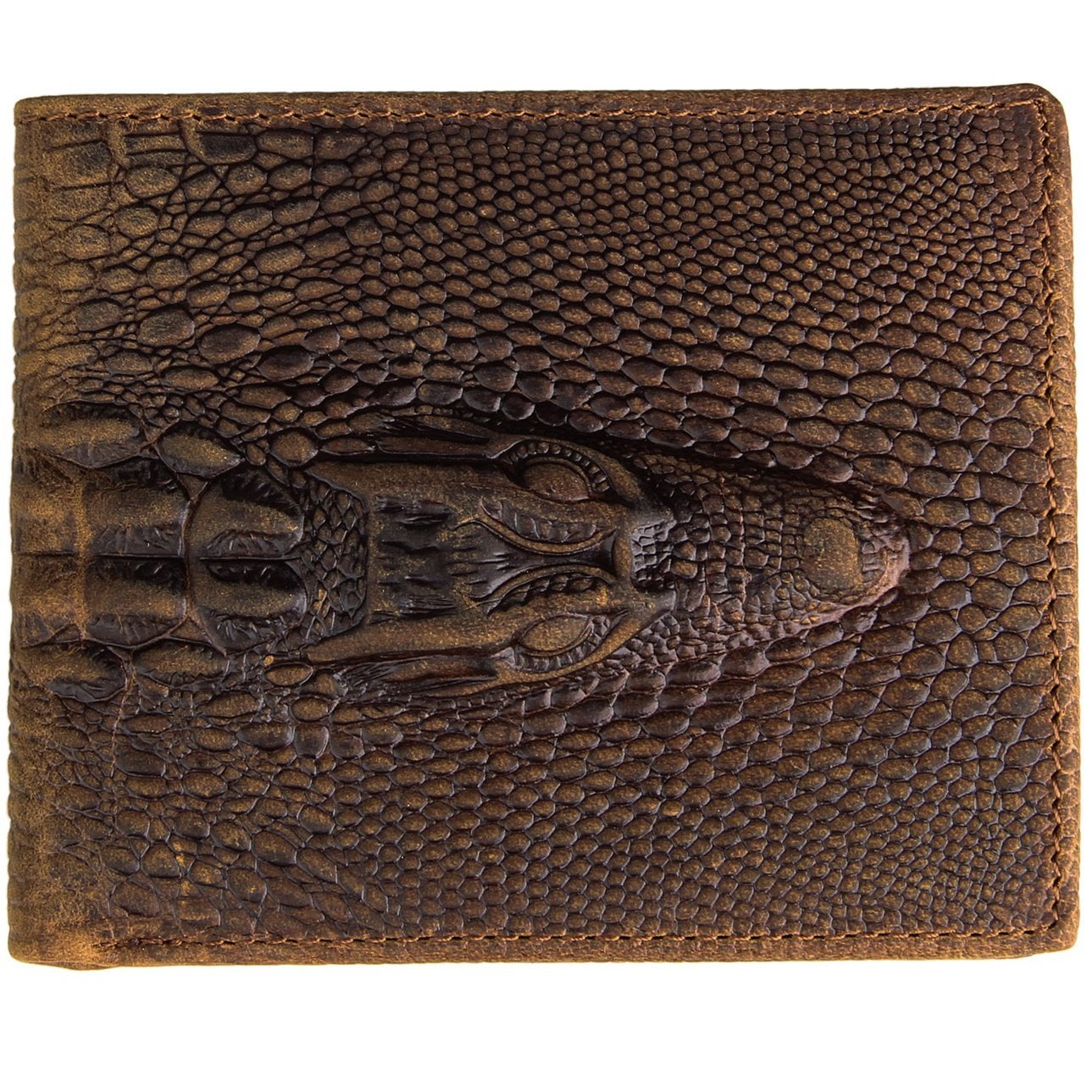 Alligator Bifold Wallets For Men Brown Crocodile Leather Wallet RFID