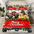 thumbnail image 2 of jejeloiu Cute Pet Dogs Bed Sheets,Merry Xmas King Sheets,Red Berry Kawaii Bow Tie Sheet Set For Girls Boys,Breathable Home Decor,4pcs, 2 of 7