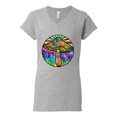 thumbnail image 2 of Wild Bobby Colorful Mushroom Retro Puff Print Fashion Women’s Standard V-Neck Tee, Heather Grey, Medium, 2 of 6