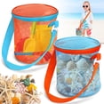thumbnail image 1 of 2-Pack Mesh Sea Shell Collection Bags - Beach Essentials for Kids with Sand Sifter Pockets - Shell Holder, Travel Sand Toy & Storage for Beachcombing, Vacations & Sandbox Play, 1 of 6