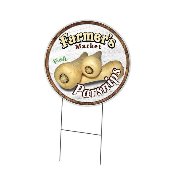 SignMission C-24-CIR-DS-WS- Parsnips 24 in. Double Sided Corrugated Circular Plastic Sign - Farmers Market Parsnips