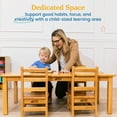 thumbnail image 4 of ECR4Kids 24in x 48in Rectangular Hardwood Table with 16in Legs and Four 8in Chairs, Honey, 5-Piece, 4 of 9