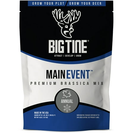 Big Tine Main Event Food Plot Seed, Deer Hunting Attractant with Forage Brassica & Tubers, 4 Lb
