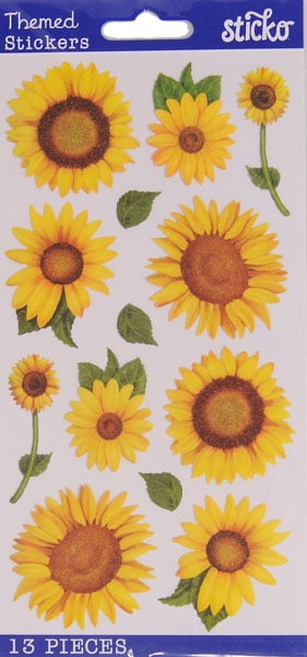 American Crafts Classic Sunflowers Themed Vellum Stickers - 13 Pieces