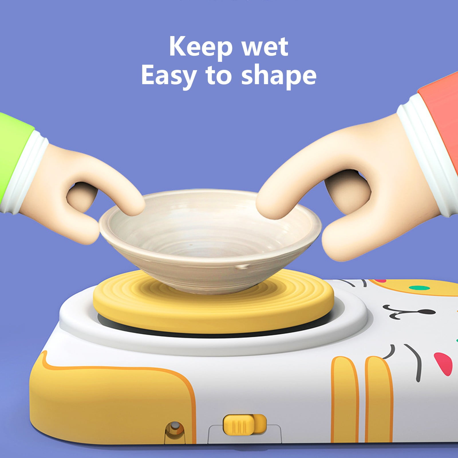 Yellow Yellow Electric Pottery Wheel For Kids Diy Clay Modeling Machine No Bake Ceramic Set