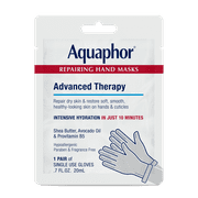 Aquaphor Repairing Hand Masks for Dry Hands, Moisturizing Gloves with Shea Butter & Avocado Oil, 1 Pair