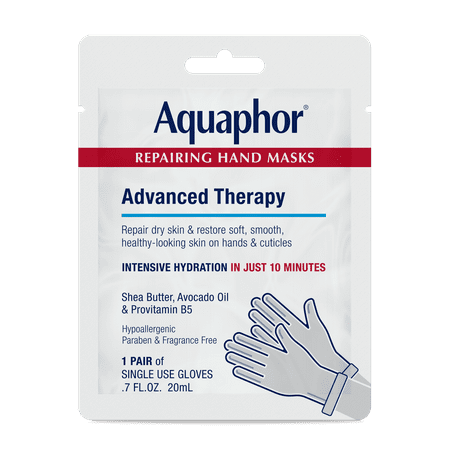 Aquaphor Repairing Hand Masks for Dry Hands, Moisturizing Gloves with Shea Butter & Avocado Oil, 1 Pair