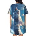thumbnail image 4 of Womens Pajama Sets With Pocket, Clear Sky Blue Cat Lounge Sets Short Sleeve Sleepwear PJ Sets for Women, 4 of 6