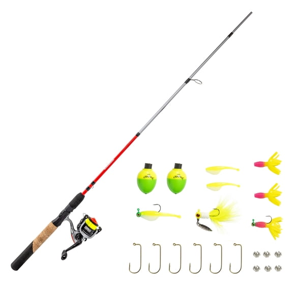 Zebco Ready Tackle Crappie Spinning Combo, 6-Foot 6-Inch, 2-Piece Fishing Rod, Size 10 Reel, 4-Pound Line, 21-Piece Tackle Kit