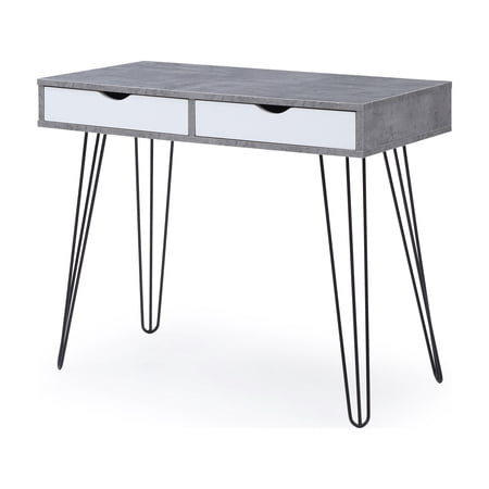 Retro Writing Desk with Drawers Solid Hardwood Frame Home Office Computer Desk for Bedroom Dorm Study