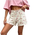 thumbnail image 4 of IFNWSV Womens Polka Dot Drawstring Denim Shorts with Button Zip Grommet Detail High Waist Casual Summer Shorts Pink L, 4 of 7