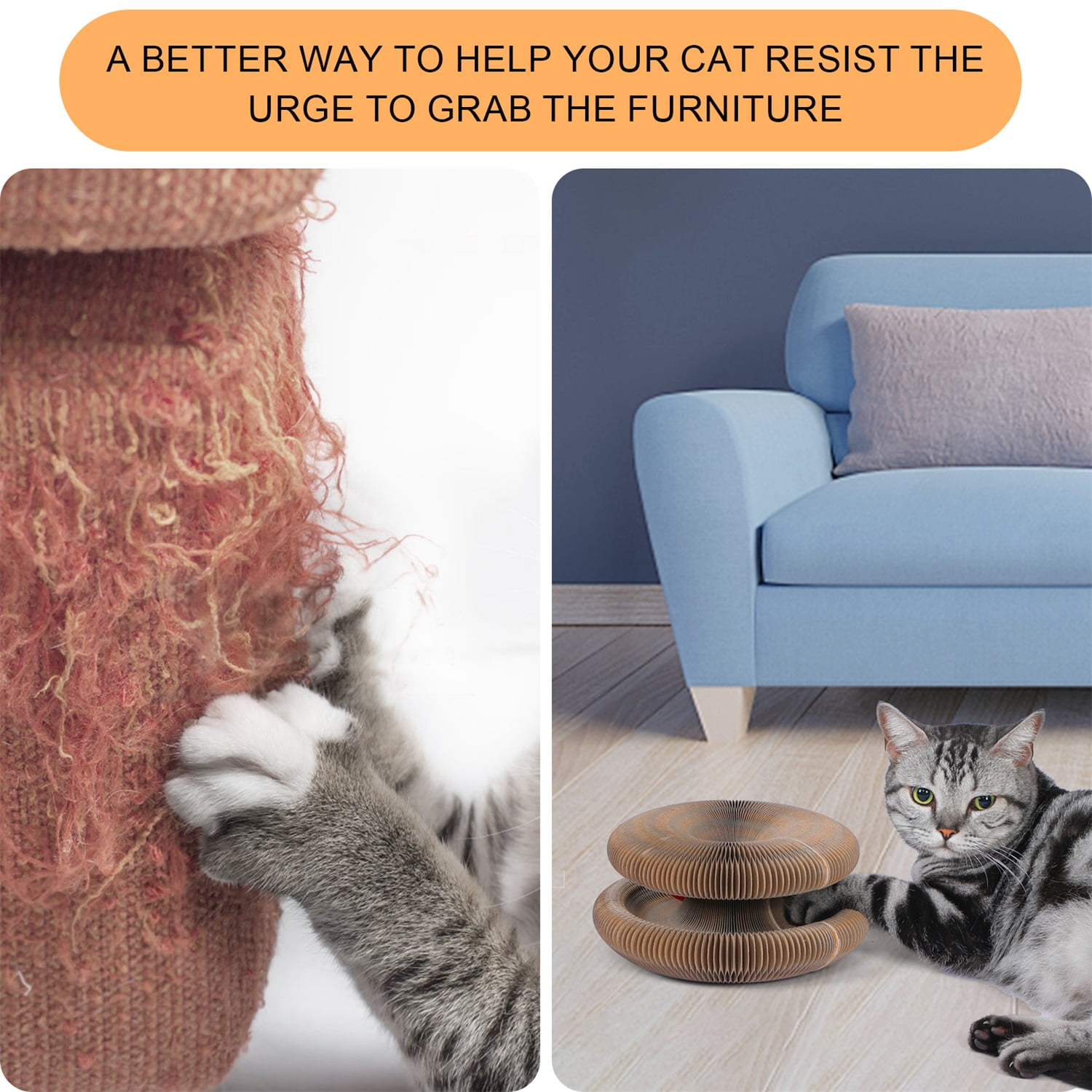 Pefilos 9" Magic Organ Cat Scratching Board, Interactive Scratch Pad with a Ball, Reversible Cat Scratcher for Grinding Claw, Retractable, Brown Pefilos 9" Magic Organ Cat Scratching Board, Interactive Scratch Pad with a Ball, Reversible Cat Scratcher for Grinding Claw, Retractable, Brown