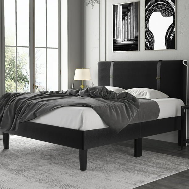 Amolife Black Velvet Upholstered, Amolife Platform Bed Frame Assembly Instructions