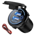 thumbnail image 1 of Usb Cigarette Lighter,4.8a 12v Dual Usb Socket,5v/2.4a Waterproof,car Charging,for 12v/24v Vehicles, 1 of 4