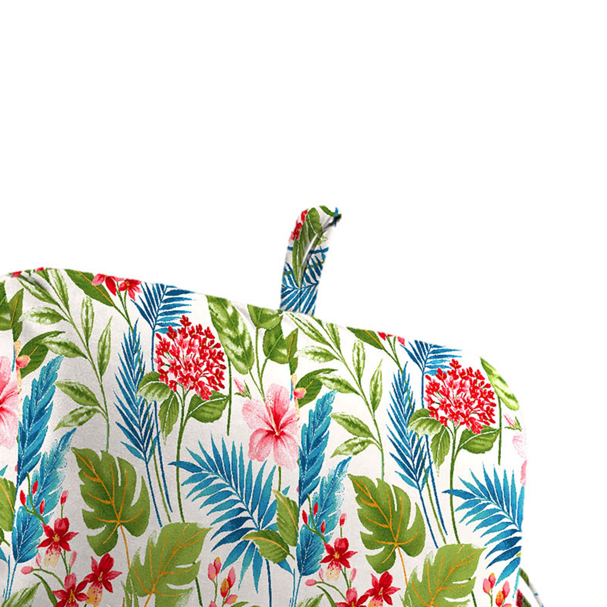 Jordan Manufacturing 45" x 22" Carena Multi White Floral Rectangular Outdoor Chair Cushion with Ties and Hanger Loop (2 Pack)