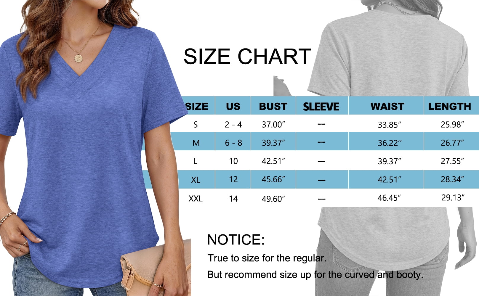 MOSHU Deep V Neck Womens Tops Curved Hem Shirts for Women Fashion Trendy Blouses Casual Loose Fit Tees Tops