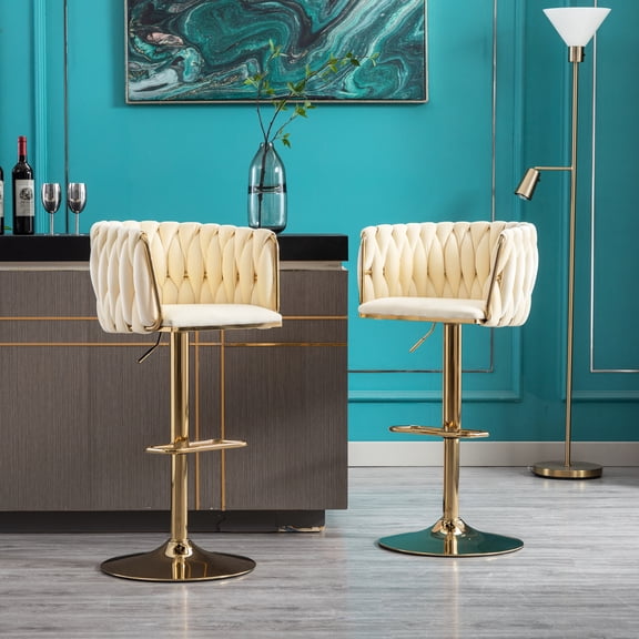 Velvet Fabric & Golden Metal / For Home and Commercial Use / Modern Bar Stools