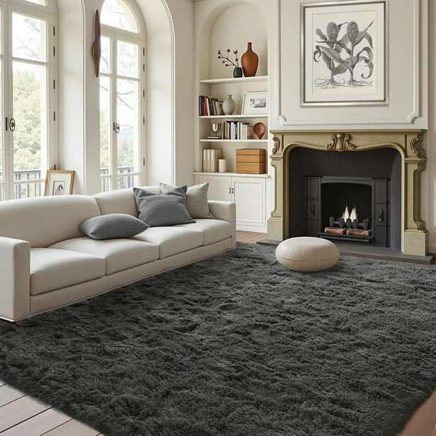 Alfombra Finrèc gris suave para dormitorio y sala de estar, 120 x 180 cm