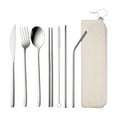 thumbnail image 2 of Eolstice Portable Stainless Steel Cutlery Set, Chopsticks Spoon Knife Fork and Straw, 7-Piece Utensil Kit with Storage Case, Camping and Travel, for Picnics and Daily Meals(Silver), 2 of 6