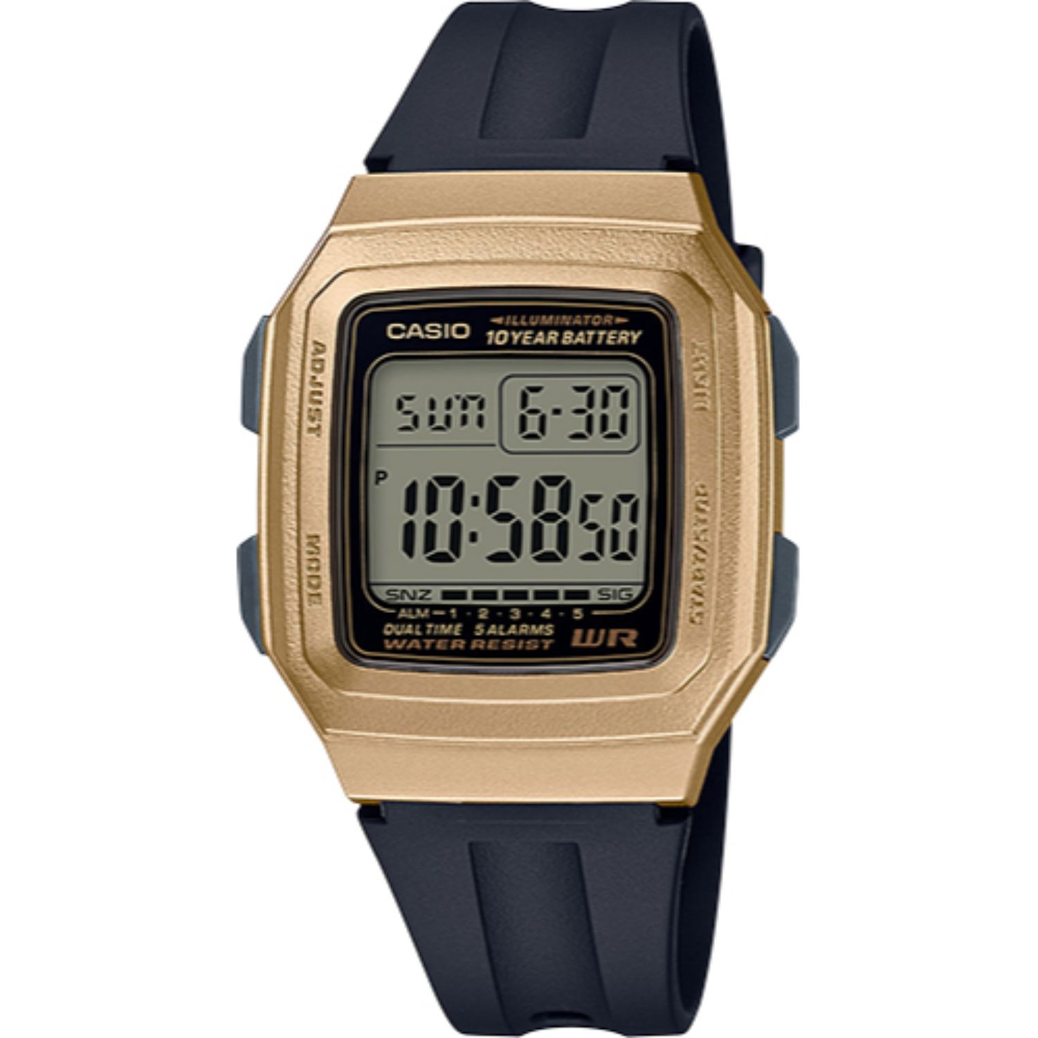 Casio Men's Classic Digital Watch, Gold Tone Metallic Case F201WAM-9A 