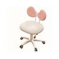thumbnail image 3 of Porfeet Vanity Chair with Backrest, 5 Wheels, Ergonomic Height Adjustable Rolling Upholstered Chair, Armless Swivel Desk Chair for Home, Office, Living Room, Bedroom,Pink, 3 of 13