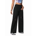 thumbnail image 3 of Women'S Ripped Jeans High Waisted Distressed Baggy Straight Wide Leg Pants Black S, 3 of 9