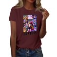 thumbnail image 2 of Movie Kpop Demon Hunters T-Shirt Summer Tshirts Casual Loose Girls T Shirt Korean Pop Anime Style Tee with Huntrix Movie Print, Streetwear Aesthetic#Deep Red 2XL, 2 of 4