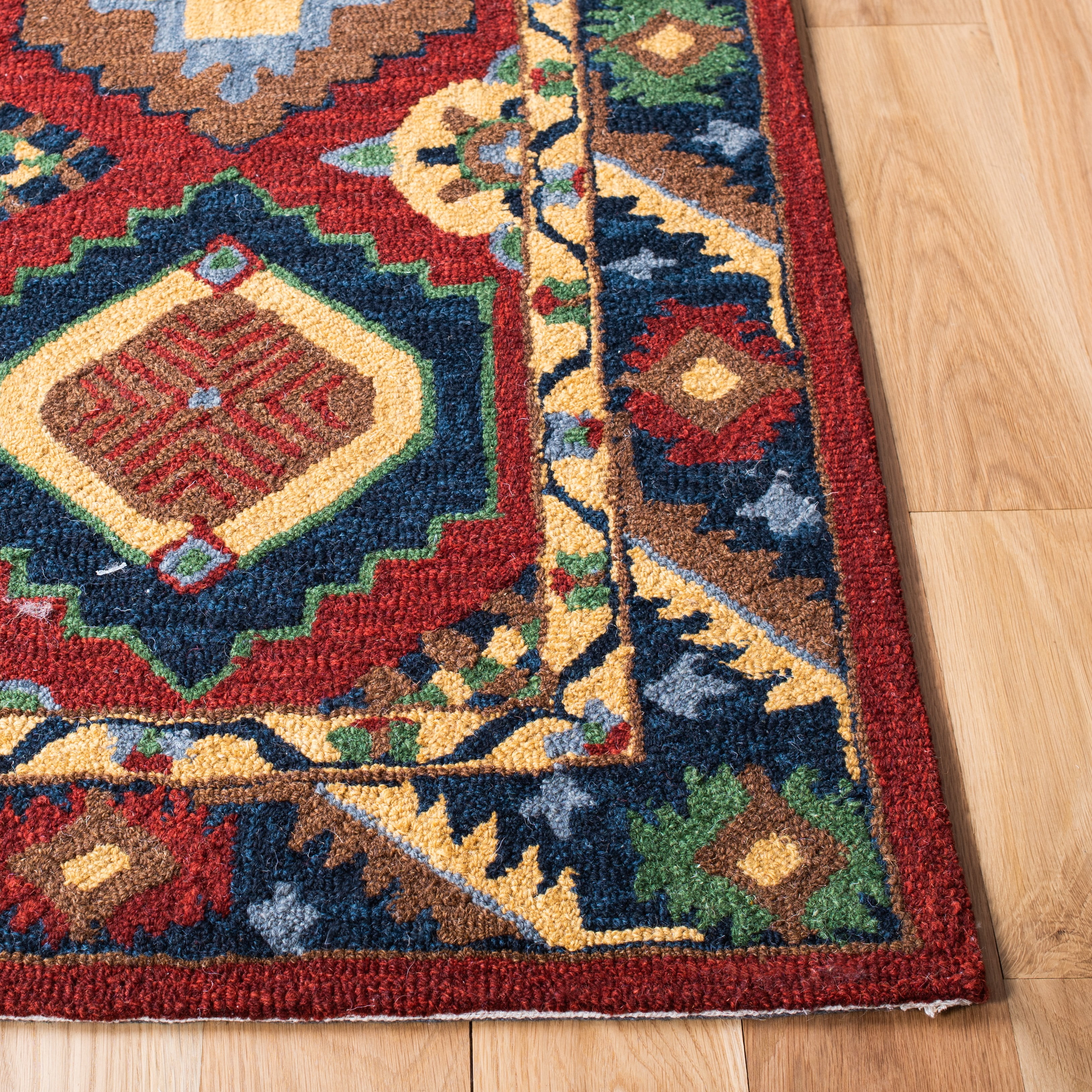SAFAVIEH Heritage Fion Tribal Wool Area Rug, Red/Gold, 6' x 6' Square