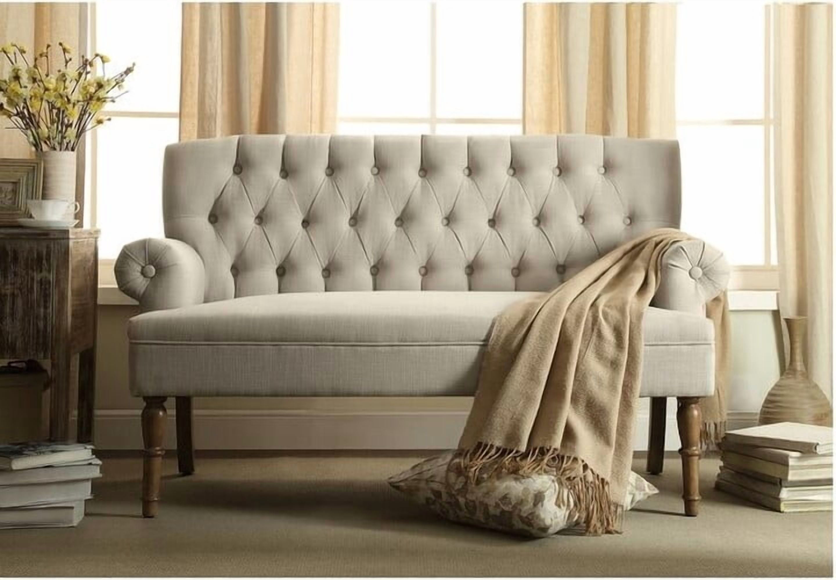 SENCHO GINSYTALIOR 59" W Loveseat Sofa, Mid Century Modern Decor Love Seat Couches for Living Room, Button Tufted Upholstered Small Couch for Bedroom