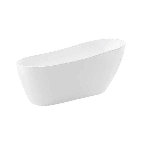 Trend Series 67 in. x 32 in. Flat Bottom Acrylic Freestanding Soaking Bathtub with Center Drain in Glossy White
