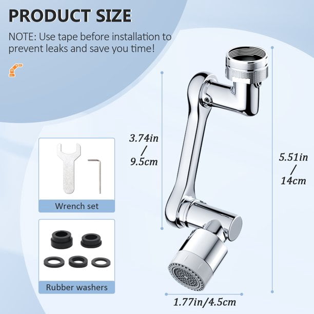 Rallonge de robinet rotative à 1080°, bras robotique pivotant, aérateur de  robinet à filtre anti-éclaboussures en cuivre avec 2 modes d'eau Extension  de robinet universelle Pinkiou pour lavabo de salle de bain 