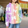thumbnail image 2 of Mercatoo Girls Striped Print Hooded Pullovers Kids Trendy P𝐫eppy Long Sleeve Sweatshirt Casual Comfortable Tops with Pokets, 2 of 7