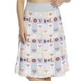 thumbnail image 1 of Women's Retro Patchwork Style Love Letters A-line Printed Skirt Casual Wear, M, Blue Pink, by Ambesonne, 1 of 1