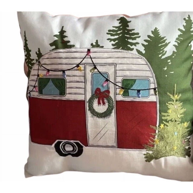 Arlee Home Fashions Oreiller de Noël pour Véhicule Récréatif & Guirlandes Lumineuses, Rouge/blanc
