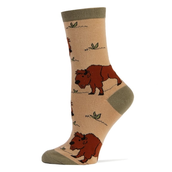 Oooh Yeah Womens Funny Novelty Animal Crew Socks, Buffalo, Crazy Silly Fashion Socks