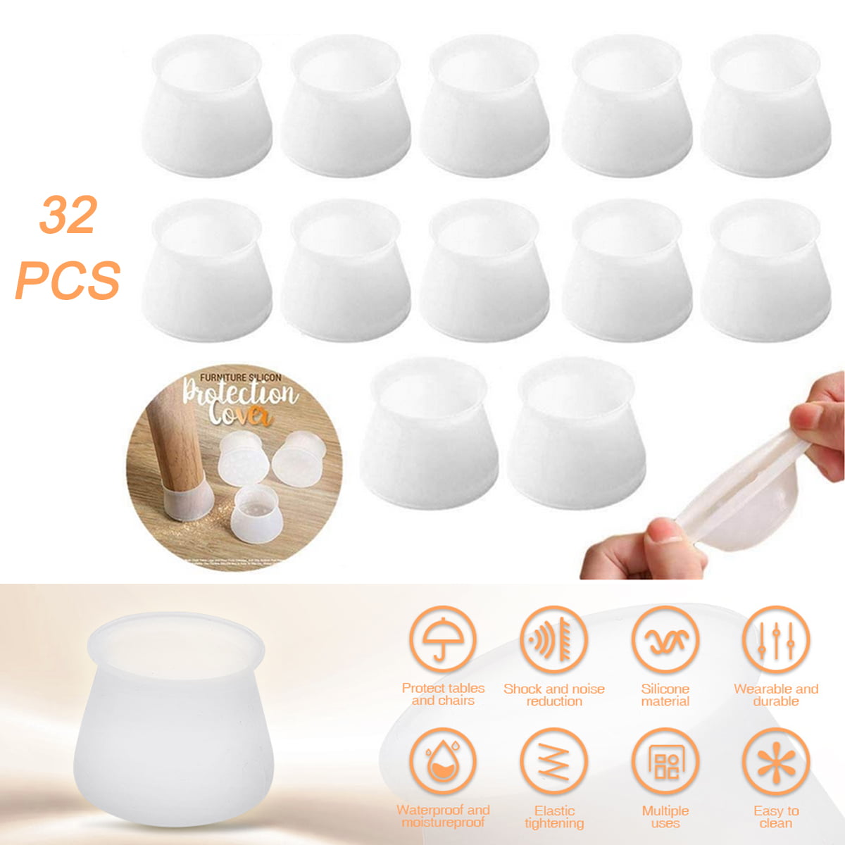 32PCS Silicone Chair Furniture Leg Feet Protection Table Cap Cover Pad Protector 