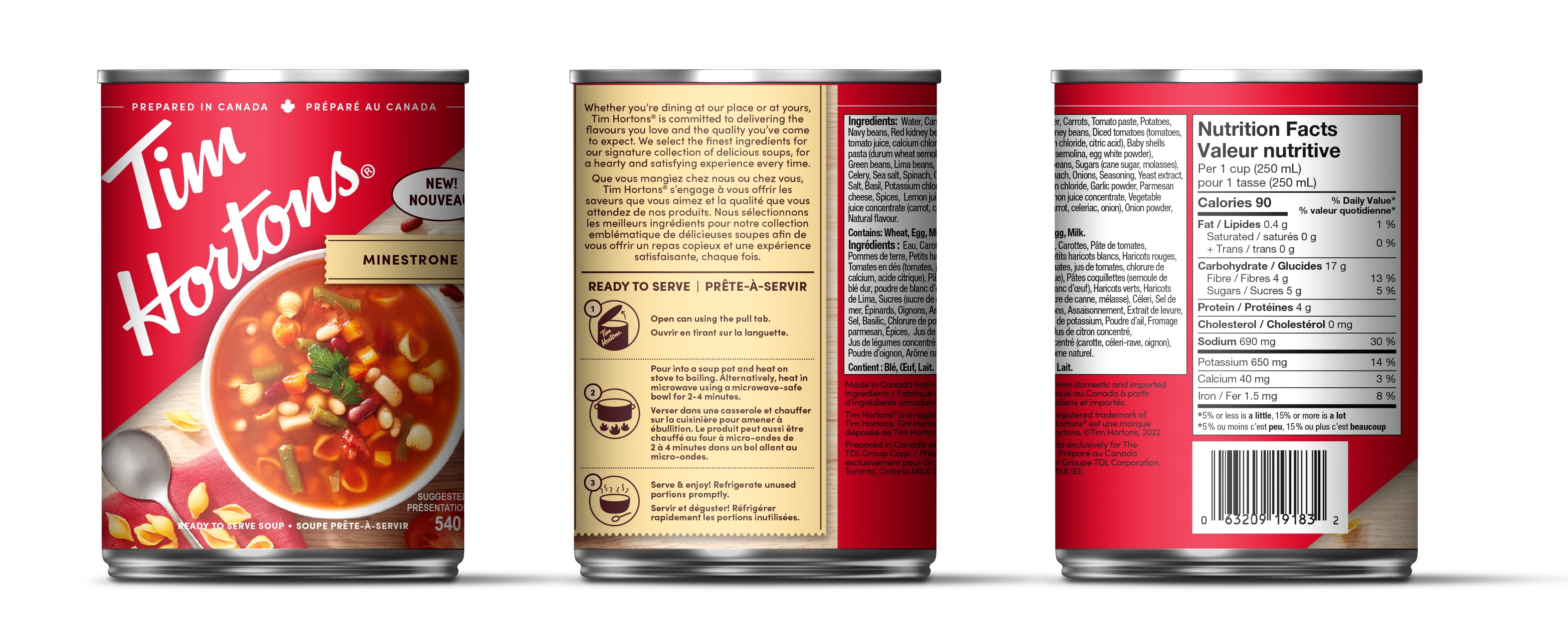 TIM HORTONS MINESTRONE SOUP, 540ml