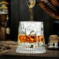 thumbnail image 5 of Crystal Revolve Spinning Whiskey Glass, Unique Bourbon Glass, Old Fashioned Cocktail glass, Crystal Cut Scotch Glass, Set of 1, 5 of 6