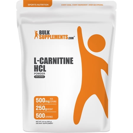 BulkSupplements L-Carnitine HCl Powder, 250 Grams (8.8 oz) - 500 Servings