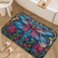thumbnail image 3 of 1pc Stained Glass Dragonfly Absorbent Non-Slip Bathroom Thickened Flannel Rug Decor,Soft,Quick Drying,Suitable For Indoor/outdoor Use,Bathrooms,Bedrooms,Kitchens,Terrace,Laundry Rooms,16"x24", 3 of 9