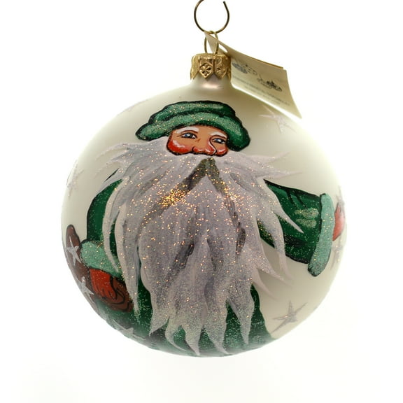 Christina's World Green Robed Sorcerer Santa Glass Ball Ornament Tra411