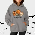 thumbnail image 2 of WEAIXIMIUNG Sweat à Capuche pour Femmes, Graphique, Imprimé Citrouille, Manches Longues, Décontracté, avec Poche, 2 of 3