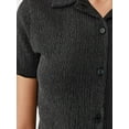 thumbnail image 2 of Textured Short Sleeve Blouse with Shirt Collar, 2 of 5