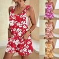 thumbnail image 6 of Alkepwun Overalls for Women Summer Floral-Print Sleeveless Casual Wide Leg Short Jumpsuit with Pockets Lightweight Comfort Breathable Loose Plus Size Daily Rompers, 6 of 6